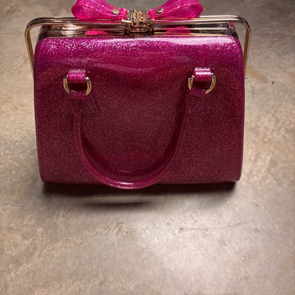 Sparkly  Pink Candy Bag Jelly Bean Style Handbag Satchel Purse Gold NWT - Picture 5 of 9